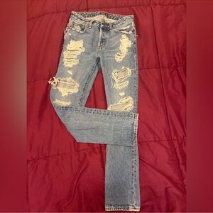 Abercrombie & Fitch Light Blue Distressed Skinny Jeans
